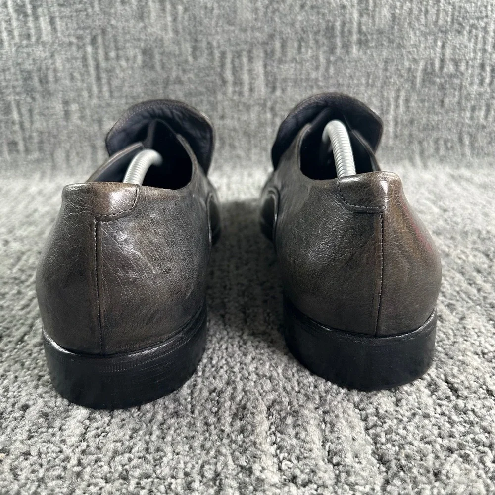 Measponte Loafers Mens Size 45 Grey Brown Italian Leather Cap Toe Made in Italy